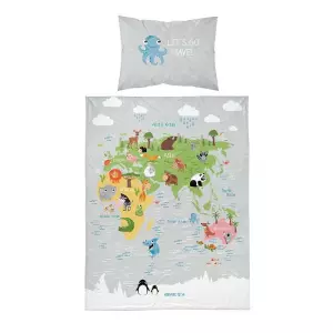 Bavlněné povlečení do postýlky Mapa grey 100x135+40x60