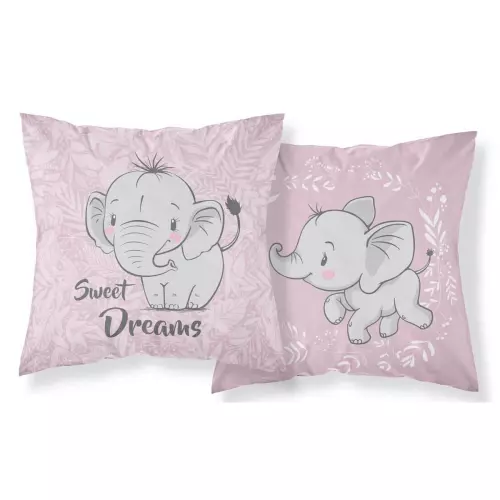 Bavlněný povlak na polštářek Slon baby růžový 40x40 cm