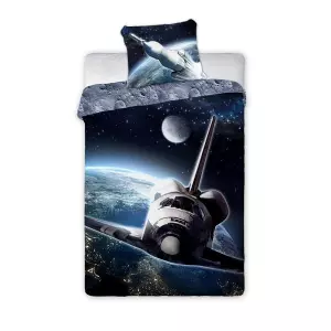 Bavlněné povlečení Vesmír raketoplán 140x200+70x90