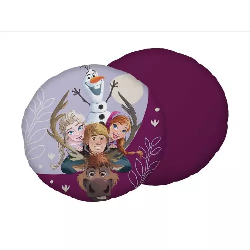 Tvarovaný mikroplyšový polštářek Ledové Království Family 03 průměr 40 cm