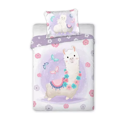 Bavlněné Povlečení do postýlky Lama 100x135+40x60