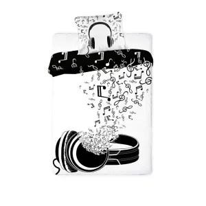 Bavlněné povlečení Sluchátka černobílá 140x200+70x90