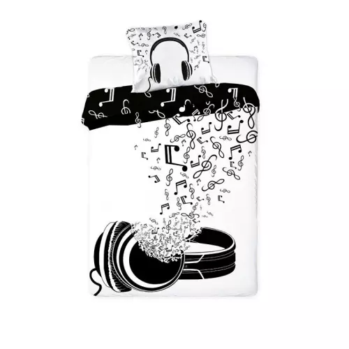 Bavlněné povlečení Sluchátka černobílá 140x200+70x90
