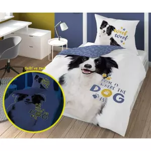 Bavlněné povlečení Border kolie 140x200+70x80 (svítící)