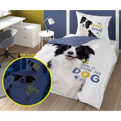 Bavlněné povlečení Border kolie 140x200+70x80 (svítící)