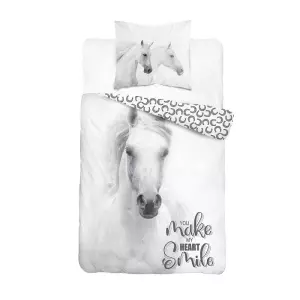 Bavlněné povlečení Kůň white 140x200+70x80