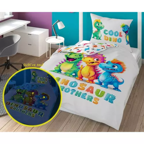 Bavlněné povlečení Dinosaur Brothers 140x200+70x80 (svítící)