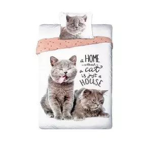 Bavlněné povlečení Nejlepší přátelé kočičky 140x200+70x90