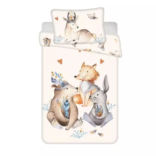 Bavlněné povlečení do postýlky Zvířátka Woodland baby 100x135+40x60