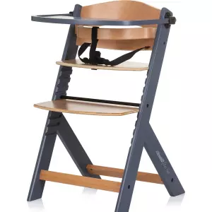 CHIPOLINO Dřevěná jídelní židlička Tip Top 2v1 Graphite