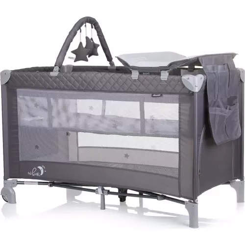 CHIPOLINO Cestovní postýlka s přebalovací podložkou Luna Ash Grey