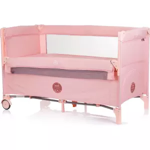 CHIPOLINO Postýlka cestovní se sklopnou bočnicí Relax Flamingo lněný vzor