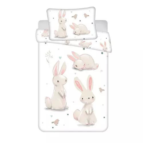 Bavlněné povlečení do postýlky Králíčci baby 100x135+40x60