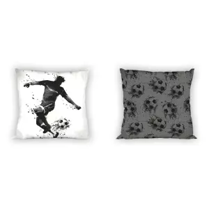 Bavlněný povlak na polštářek Fotbalista černobílá 40x40 cm