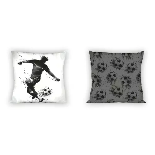 Bavlněný povlak na polštářek Fotbalista černobílá 40x40 cm