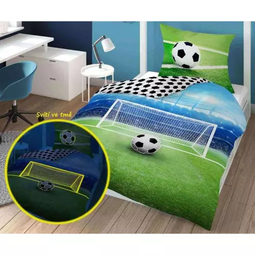 Bavlněné povlečení Fotbal aréna svítící 140x200+70x80 (svítící)
