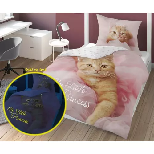 Bavlněné povlečení Kotě Little Princess svítící 140x200+70x80 (svítící)