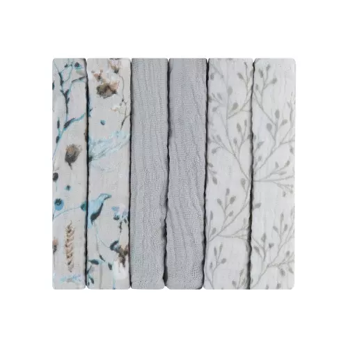 Pleny mušelínové 30x30 cm 6ks Dreamy Fields Grey