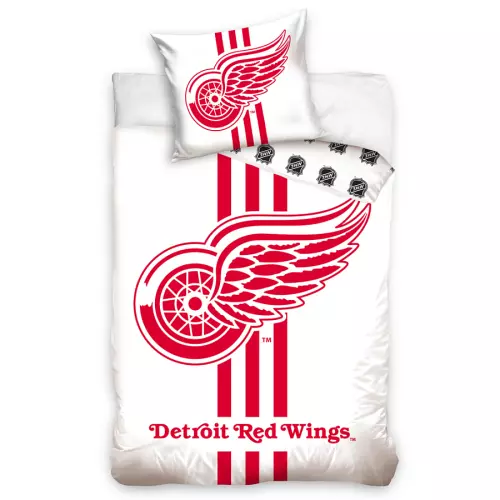 Bavlněné hokejové povlečení NHL Detroit Red Wings White 140x200+70x90