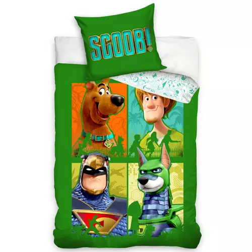 Bavlněné povlečení Scooby Doo Zelená Čtyřka 140x200+70x90