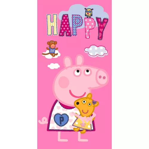 Froté osuška Prasátko Pepina a Medvídek Teddy 70x140 cm