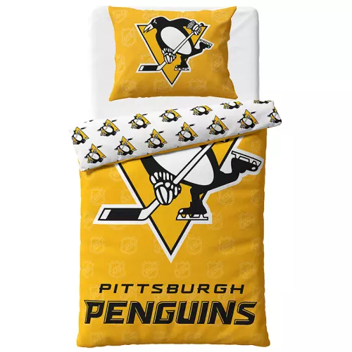 Bavlněné hokejové povlečení NHL Pittsburgh Penguins Shields 140x200+70x90
