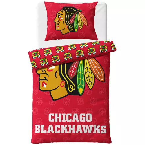 Bavlněné hokejové povlečení NHL Chicago Blackhawks Shields 140x200+70x90
