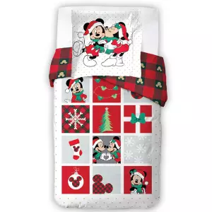 Bavlněné vánoční povlečení Minnie a Mickey Šťastné a Veselé 140x200+70x90