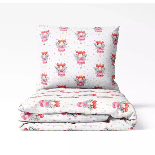 Dětské bavlněné povlečení Víly na bílé 140x200+70x90