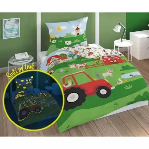 Bavlněné povlečení Farma red svítící 140x200+70x80