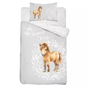 Bavlněné povlečení do postýlky Malý Pony šedá 100x135+40x60