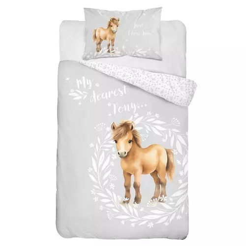 Bavlněné povlečení do postýlky Malý Pony šedá 100x135+40x60
