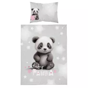 Bavlněné povlečení do postýlky Baby Panda šedá 100x135+40x60