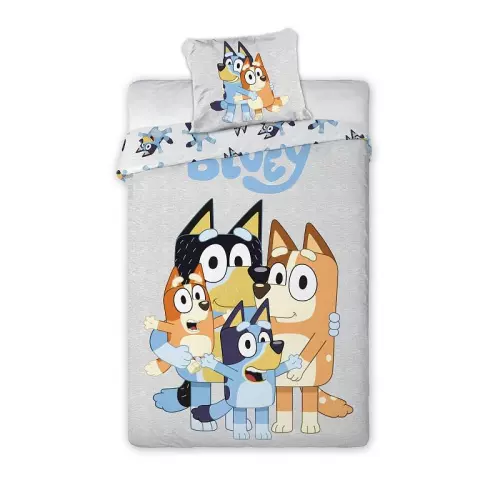 Bavlněné povlečení Bluey šedé 140x200+70x90