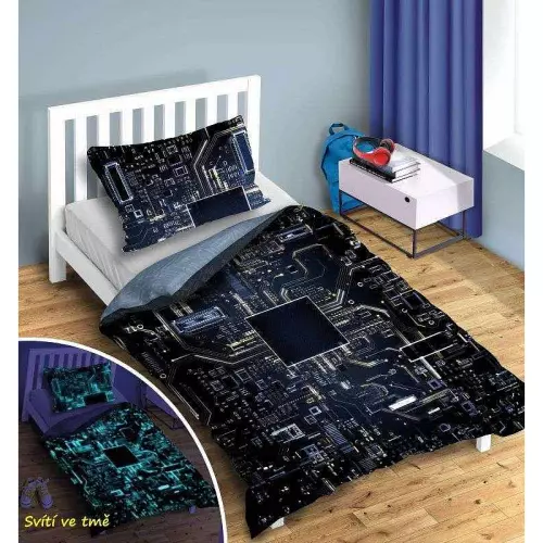 Bavlněné povlečení Procesor svítící 140x200+70x90