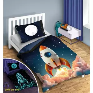 Bavlněné povlečení Raketa svítící 140x200+70x90
