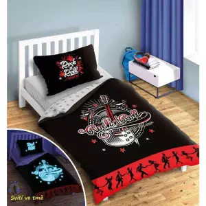 Bavlněné povlečení Rock and roll svítící 140x200+70x90