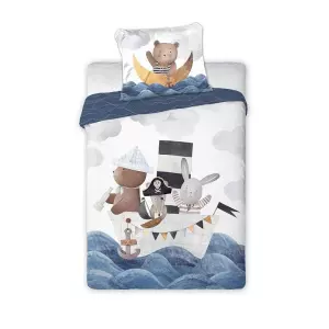 Bavlněné povlečení do postýlky Lodička svítící 100x135+40x60