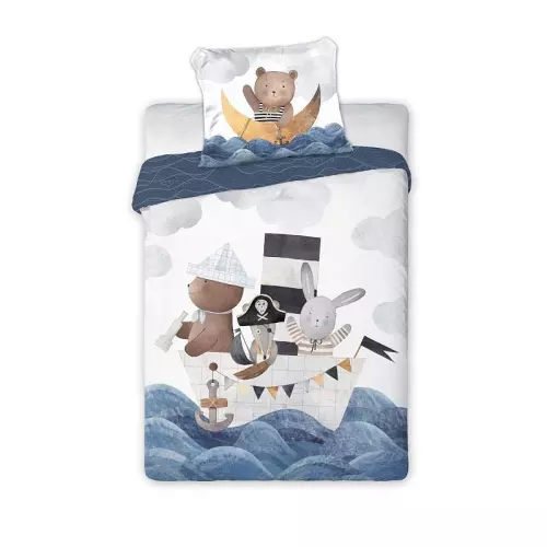 Bavlněné povlečení do postýlky Lodička svítící 100x135+40x60