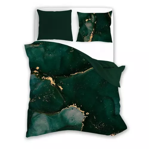 Povlečení z bavlněného saténu Minerál Green 140x200+70x90