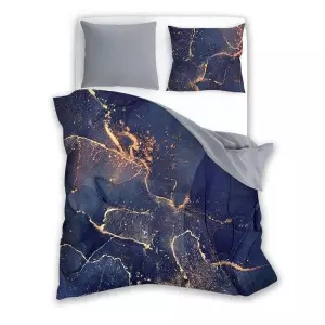 Povlečení z bavlněného saténu Minerál Blue 140x200+70x90