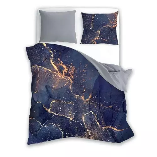 Povlečení z bavlněného saténu Minerál Blue 140x200+70x90