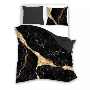 Povlečení z bavlněného saténu Minerál Black 140x200+70x90