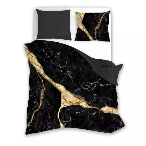 Povlečení z bavlněného saténu Minerál Black 140x200+70x90