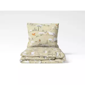 Vánoční bavlněné povlečení Chaloupky na béžové 140x200+70x90