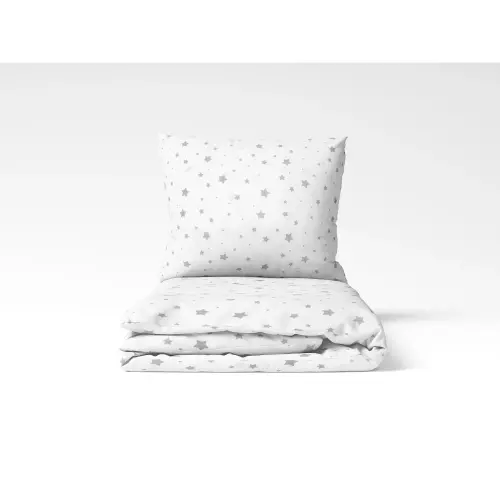 Bavlněné povlečení Šedé hvězdičky na bílé 140x200 70x90