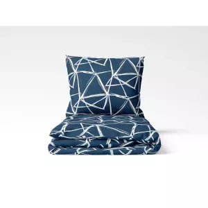 Bavlněné povlečení Bílé trojúhelníky na modré 140x200+70x90