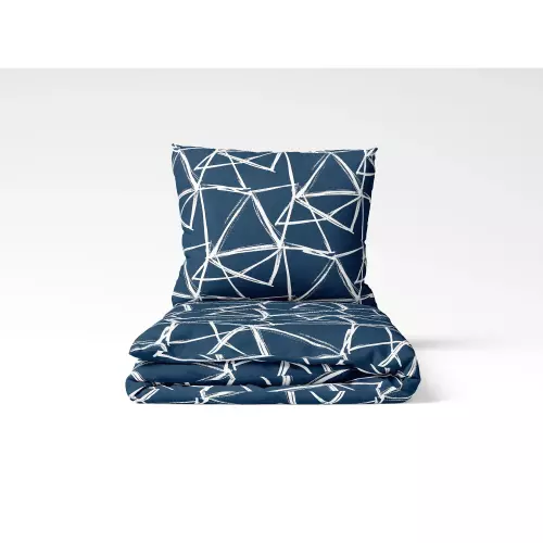 Bavlněné povlečení Bílé trojúhelníky na modré 140x200+70x90