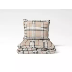 Bavlněné povlečení Béžové káro 140x200+70x90