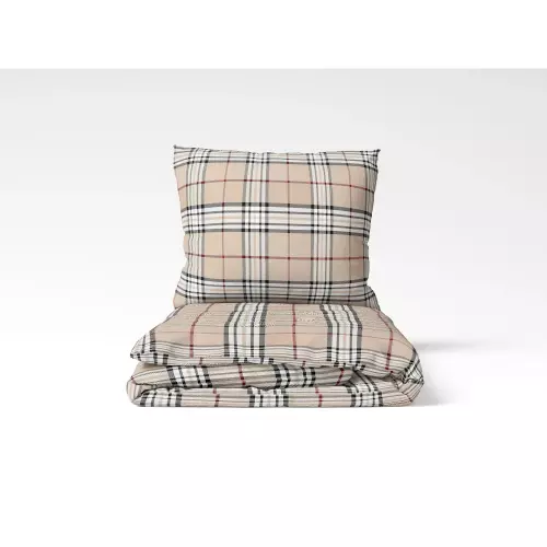 Bavlněné povlečení Béžové káro 140x200+70x90